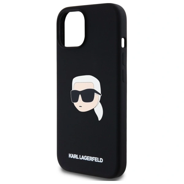 Karl Lagerfeld KLHMP15SSKHPPLK Apple iPhone 15 hardcase Silicone Karl Head Print MagSafe black
