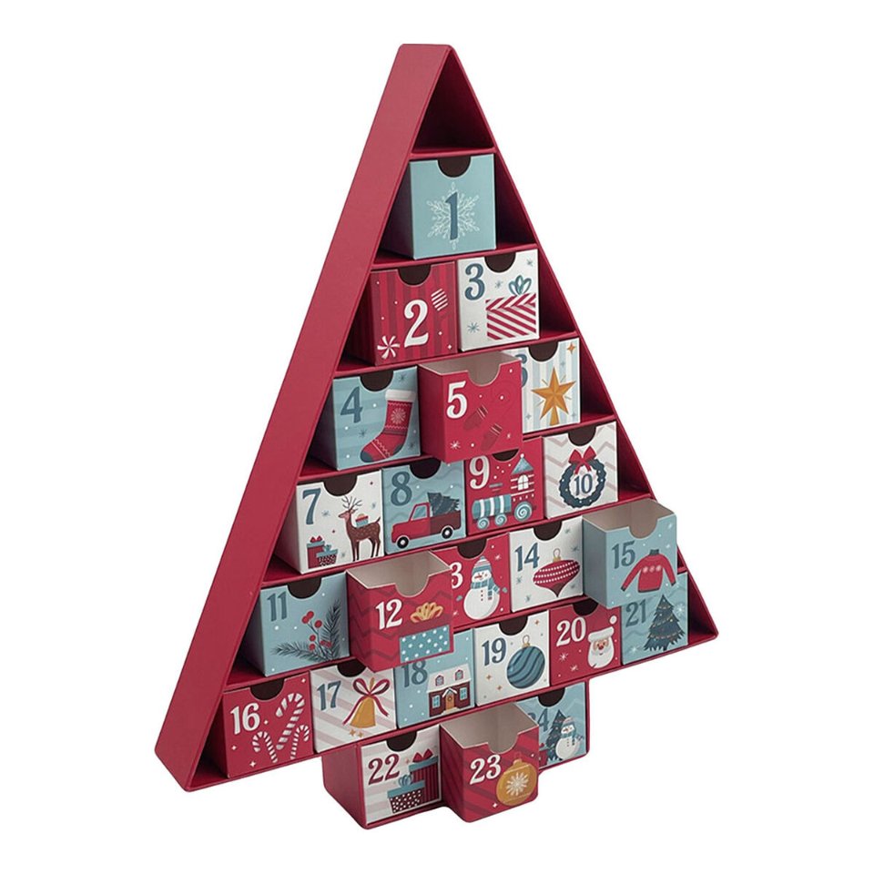 Advent Calendar 32,5 X 5 X 39 CM Red Christmas Christmas Tree