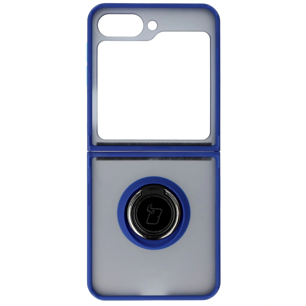 Bizon Case Hybrid Ring Samsung Galaxy Z Flip6 smoky with a navy blue frame