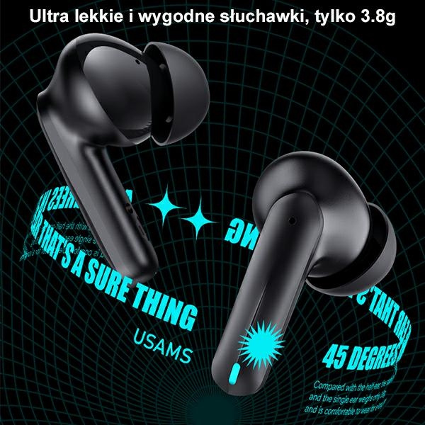 USAMS XJ13 Gaming Earbuds TWS Bluetooth 5.3 black (US-XJ13)