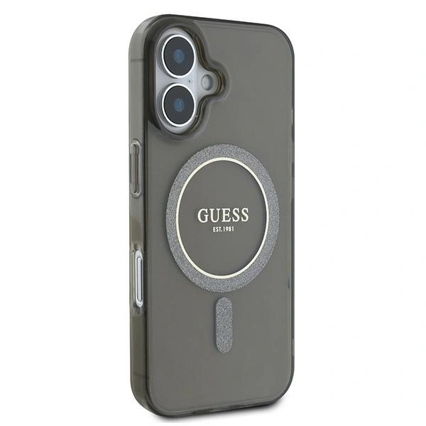 Guess GUHMP16MHFGEREK Apple iPhone 16 Plus hardcase IML Glitter Circle MagSafe black