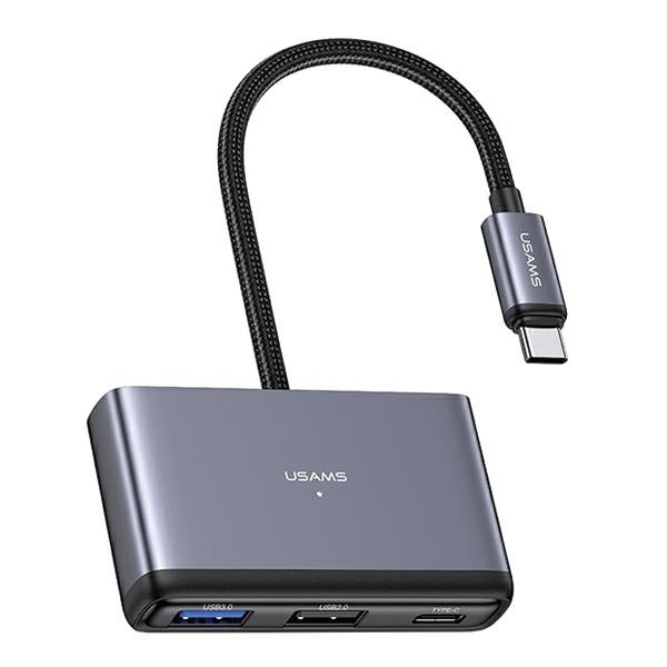 USAMS US-SJ627 HUB 4w1 USB-C / 2xUSB-A 2.0,USB-A 3.0,USB-C dark grey