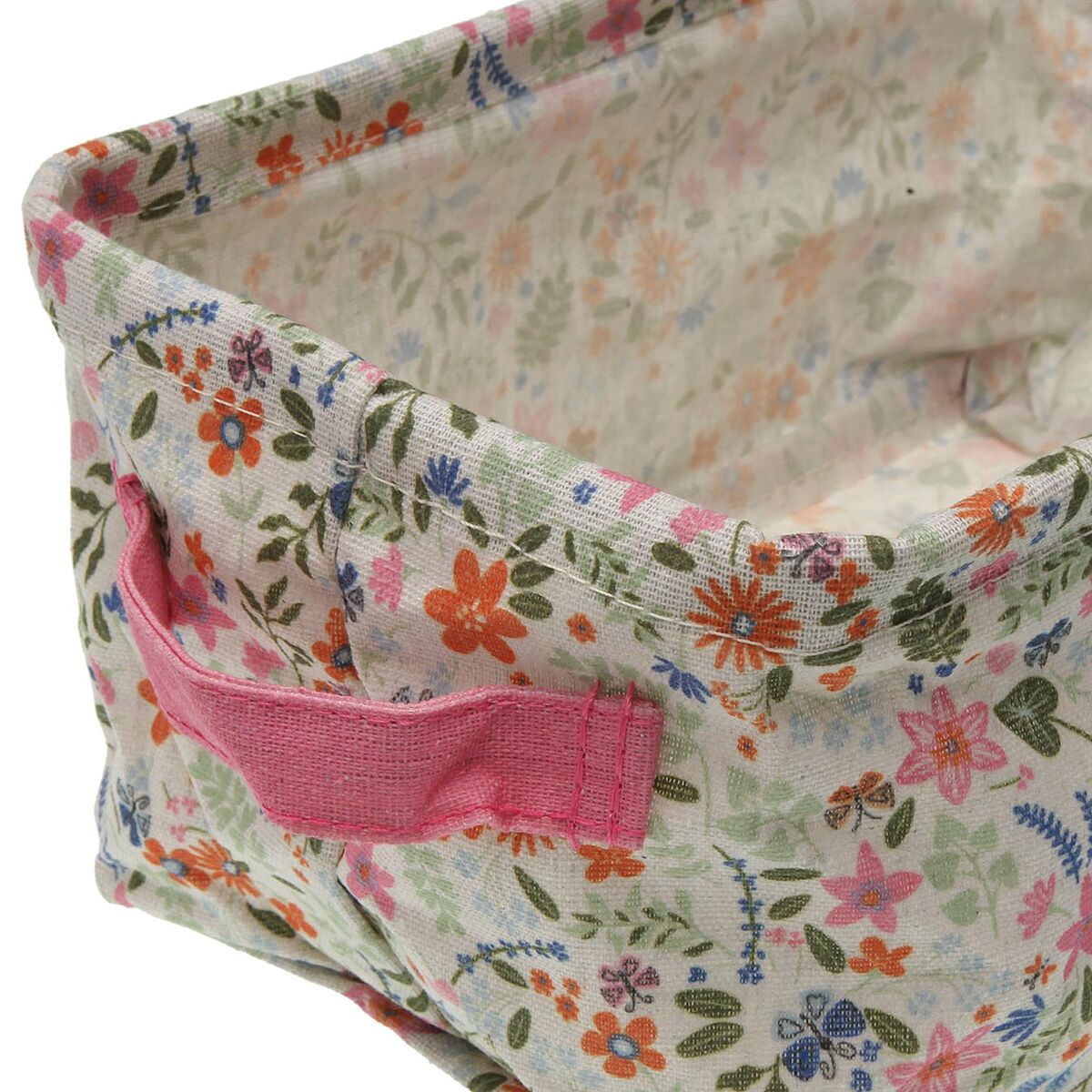 Basket set Versa Textile Flowers 18 x 14 x 28 cm