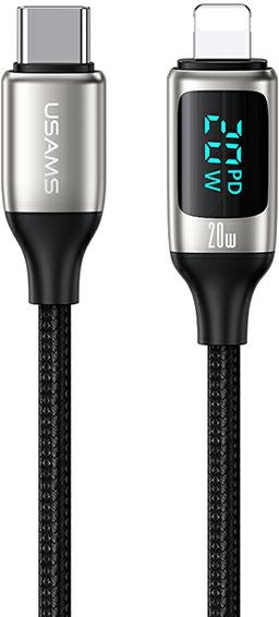 USAMS Nylon Cable U78 USB-C - Lightning LED 1.2m 20W PD Fast Charge white SJ545USB02 (US-SJ545)