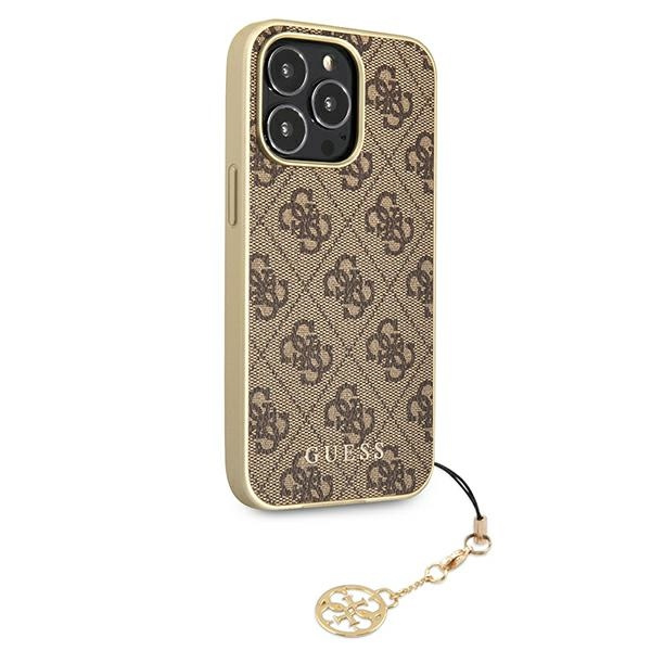 Guess GUHCP13LGF4GBR Apple iPhone 13 Pro brown hardcase 4G Charms Collection