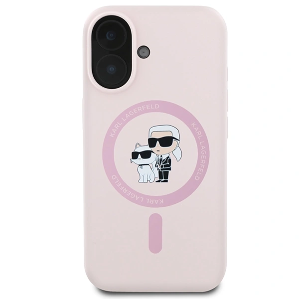 Karl Lagerfeld KLHMP16MSCMKCRHP Apple iPhone 16 Plus hardcase Silicone Karl&Choupette Ring MagSafe pink
