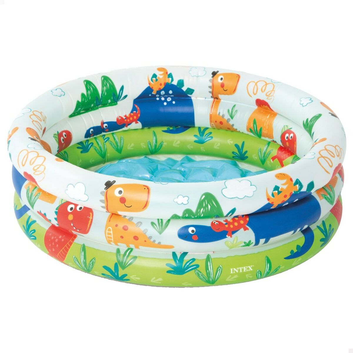 Inflatable Paddling Pool for Children Intex Rings Dinosaurs 61 x 22 x 61 cm 33 L (12 Units)