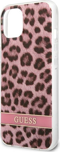 Guess GUHCP13SHSLEOP Apple iPhone 13 mini pink hardcase Leopard
