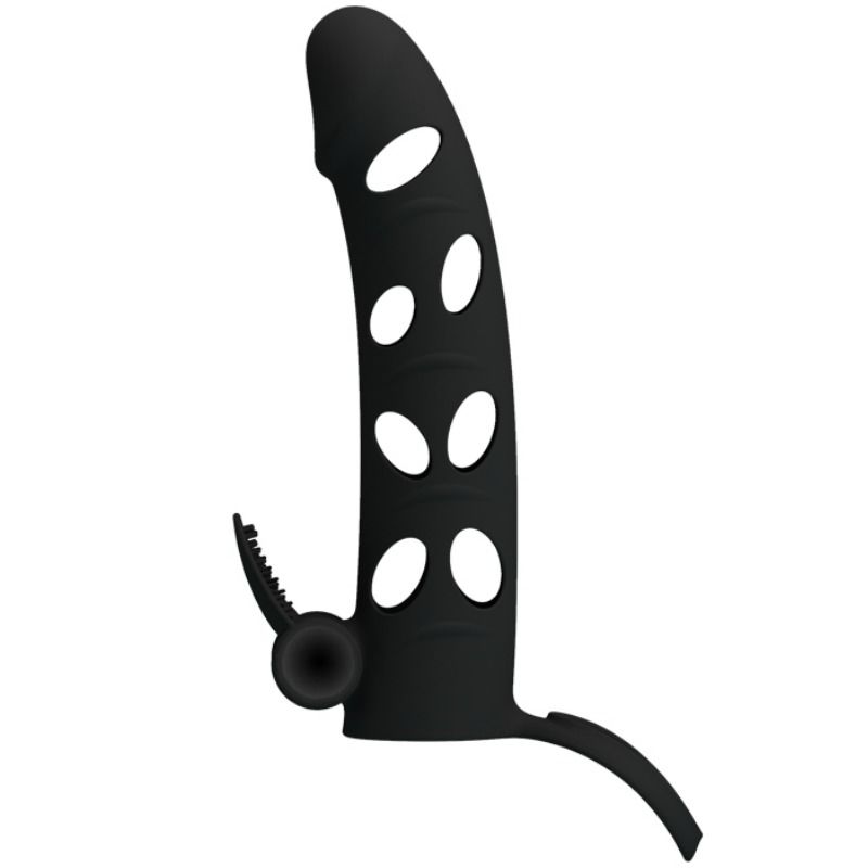 PRETTY LOVE VIBRATING SILICONE PENIS SLEEVE WITH BALL STRAPS 15.2 CM