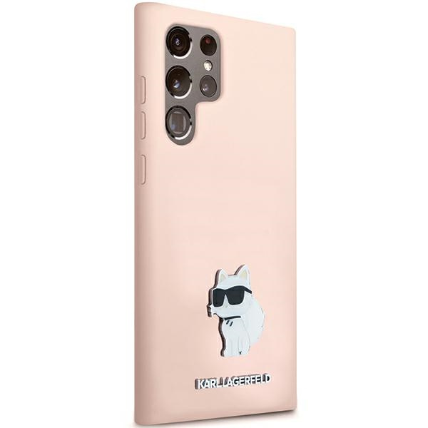 Karl Lagerfeld KLHCS23LSMHCNPP Samsung Galaxy S23 Ultra Silicone Choupette Metal Pin pink
