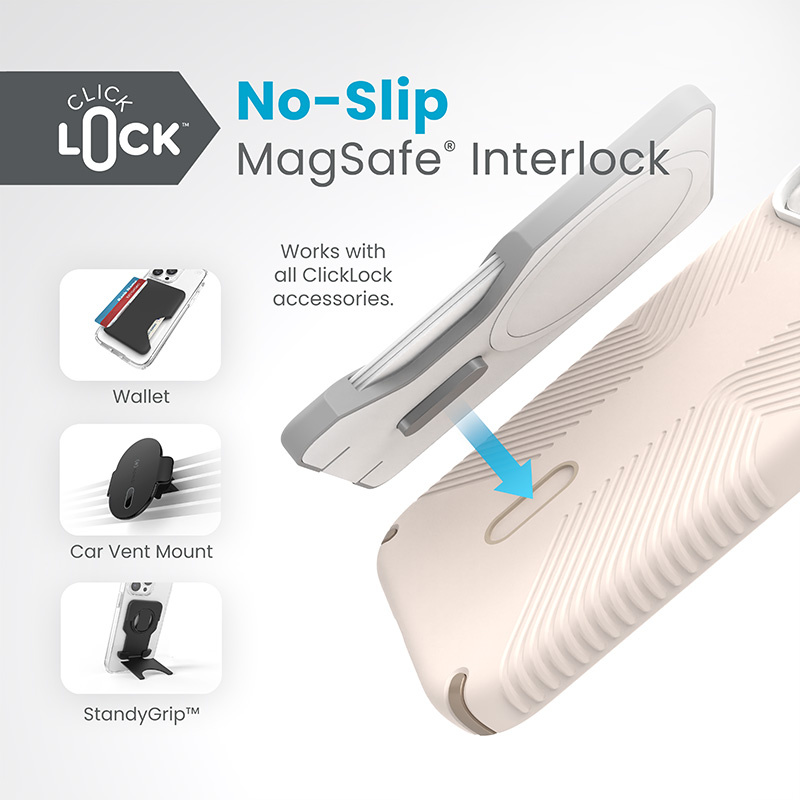 Speck Presidio2 Grip ClickLock MagSafe Apple iPhone 15 (Bleached Bone/Heirloom Gold/Hazel Brown)