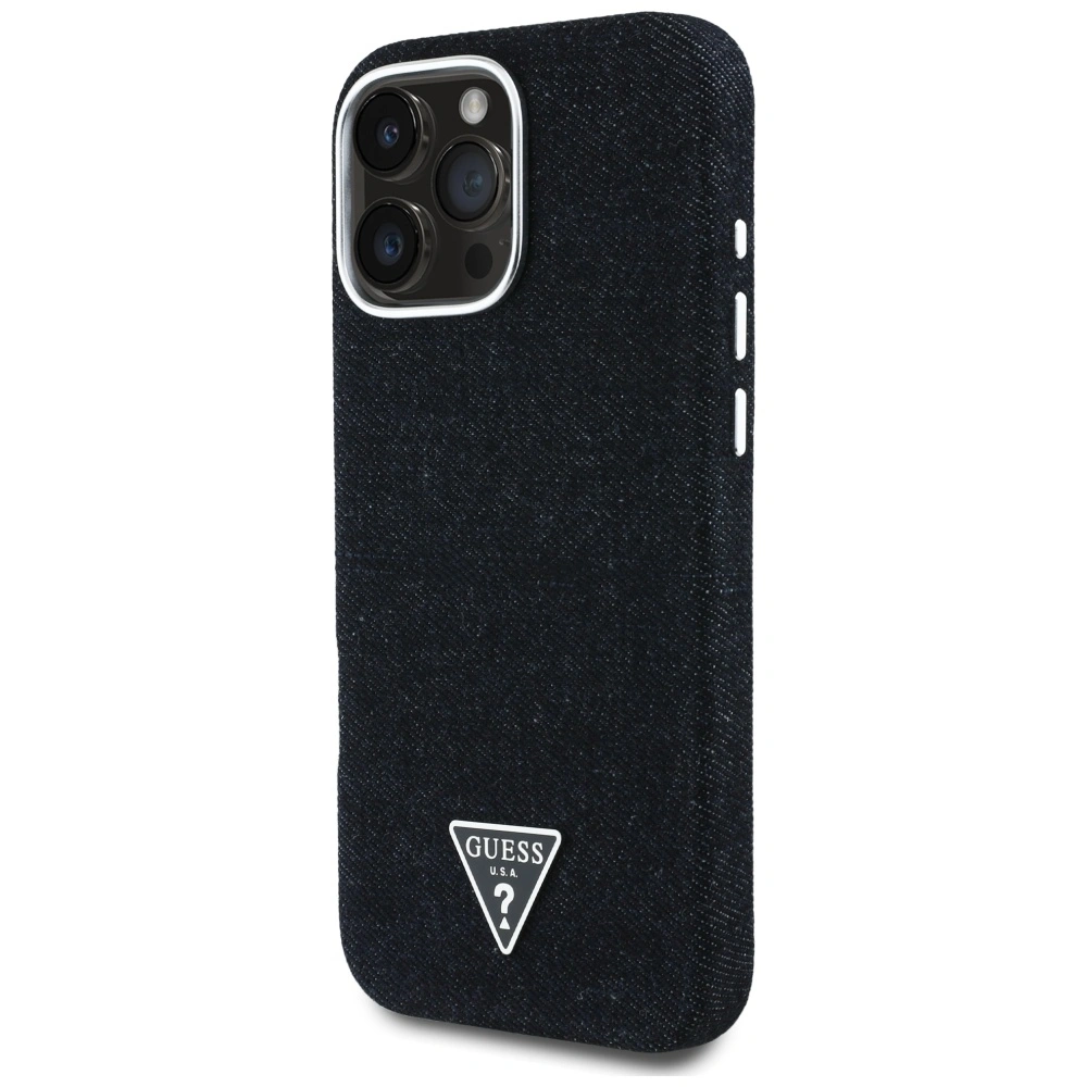Guess Denim Triangle Logo MagSafe Apple iPhone 16 Pro Max black