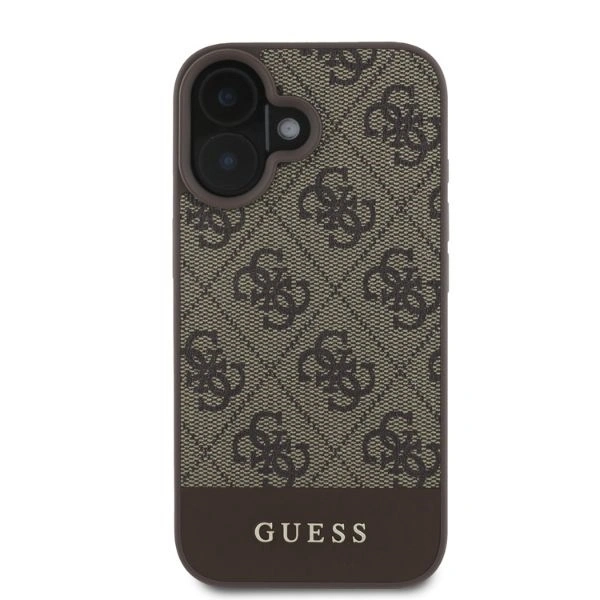 Case Guess GUHCP16SG4GLBR Apple iPhone 16 hardcase 4G Bottom Stripe brown