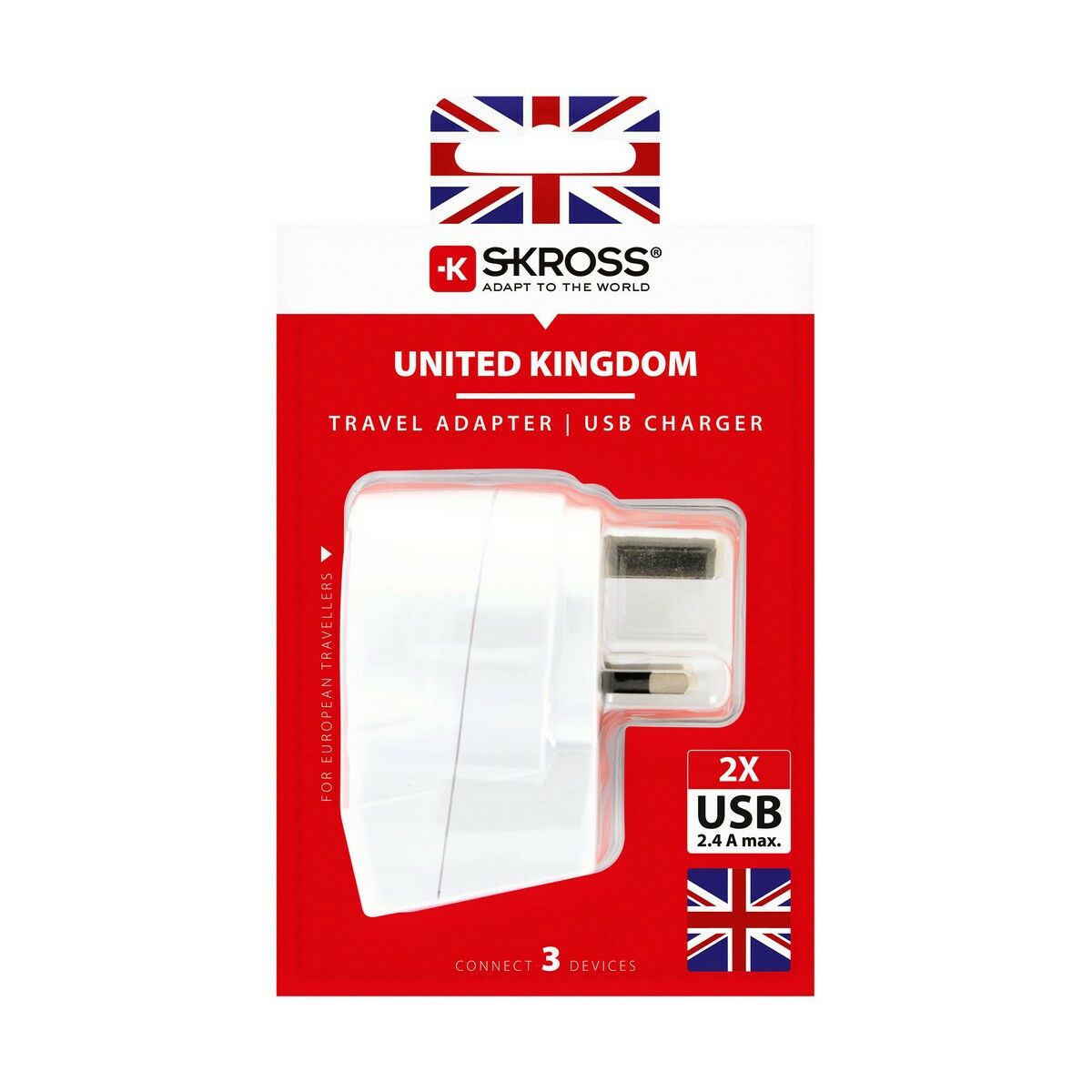 Adapter Elektryczny Skross 1500280 USB x 2 Europejski Zjednoczone Królestwo Wielkiej Brytanii i Irlandii Północnej