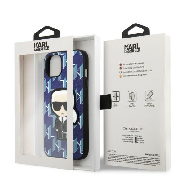 Karl Lagerfeld KLHCP13SPMNIKBL Apple iPhone 13 mini hardcase blue Monogram Ikonik Patch