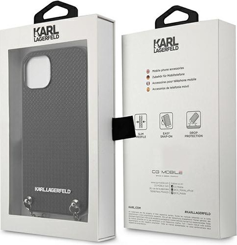 Karl Lagerfeld KLHCP13SPMK Apple iPhone 13 mini hardcase black Leather Textured and Chain