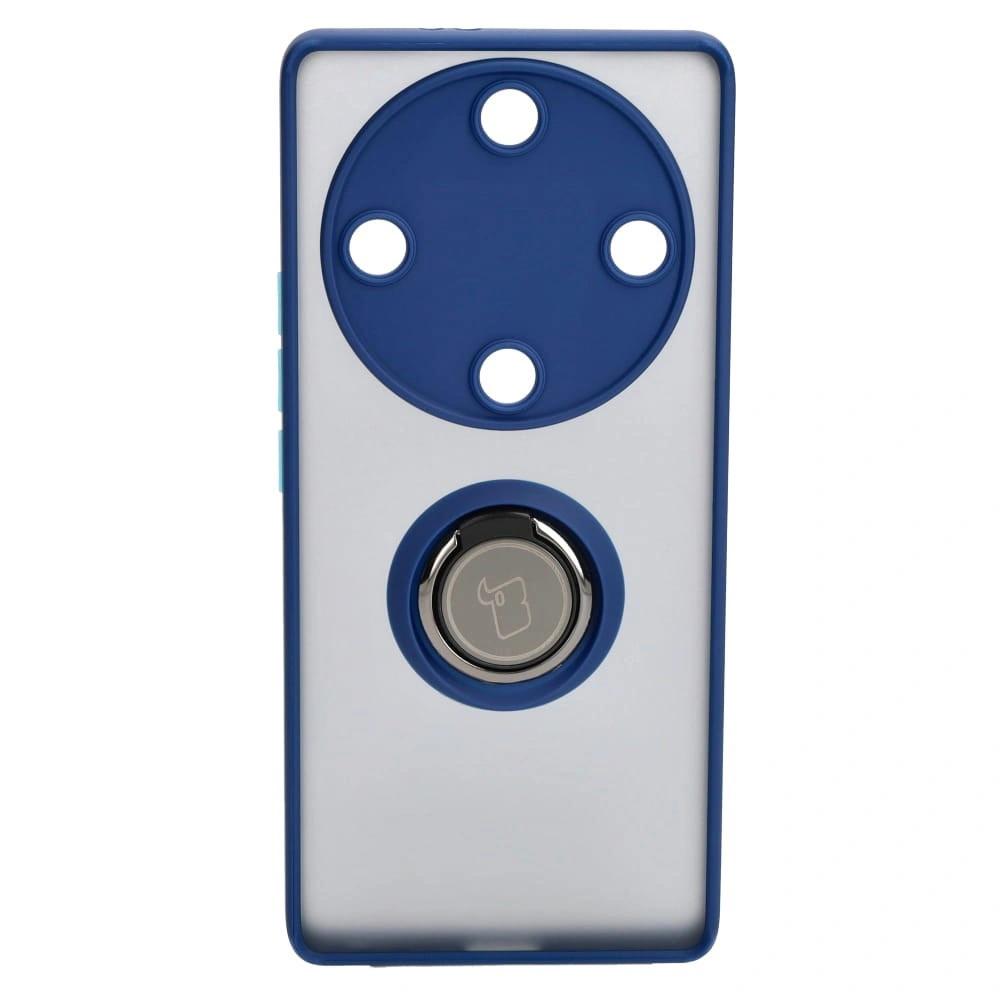 Bizon Case Hybrid Ring Honor Magic5 Lite smoky with a navy blue frame
