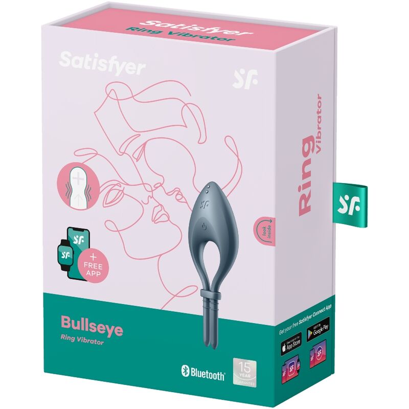 SATISFYER BULLSEYE RING VIBRATOR APP - GREY