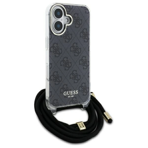 Guess GUHCP16LHC4SEK Apple iPhone 16 Pro hardcase Crossbody Cord 4G Print black