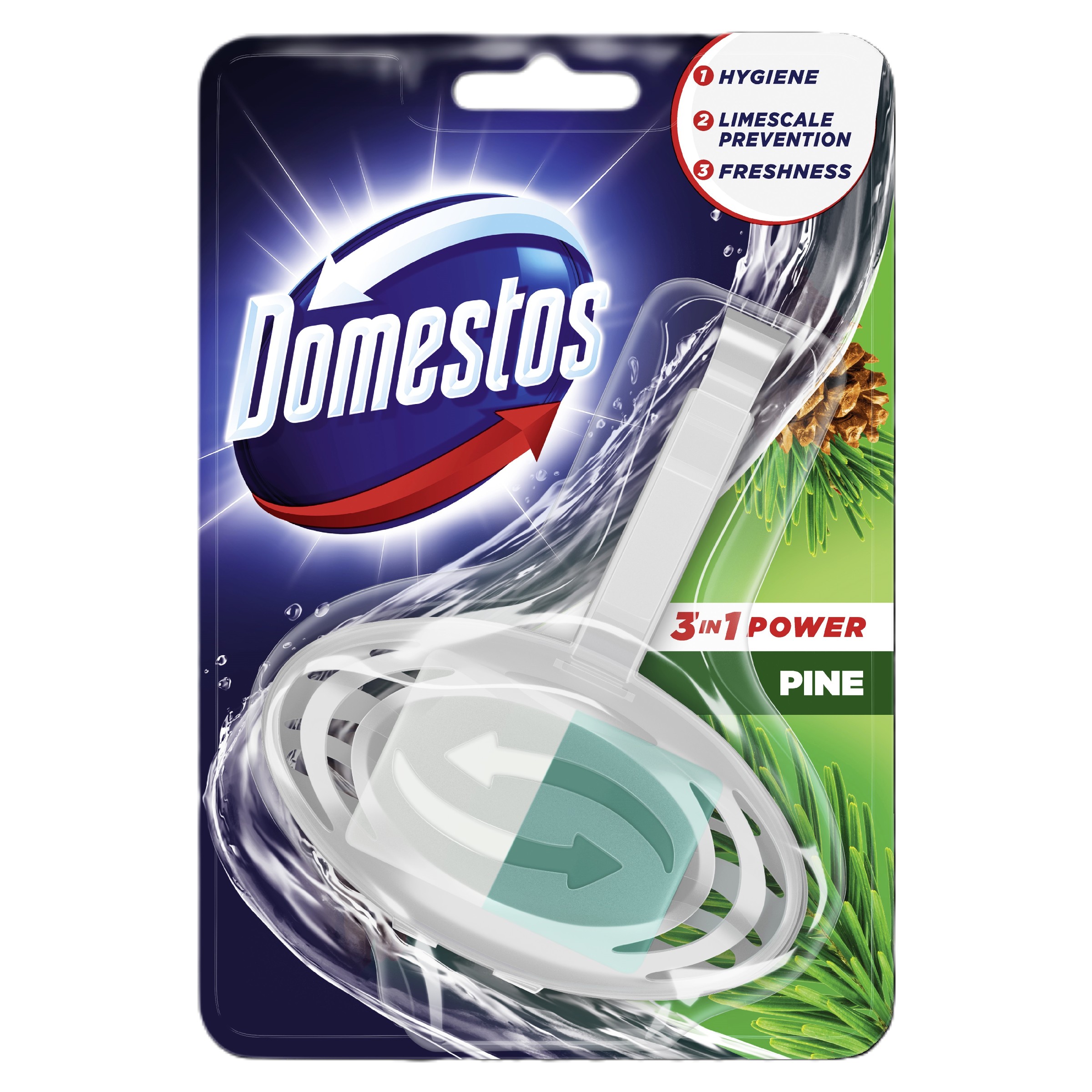 DOMESTOS Kostka toaletowa do WC 3W1 Power Koszyk Sosna 35 g