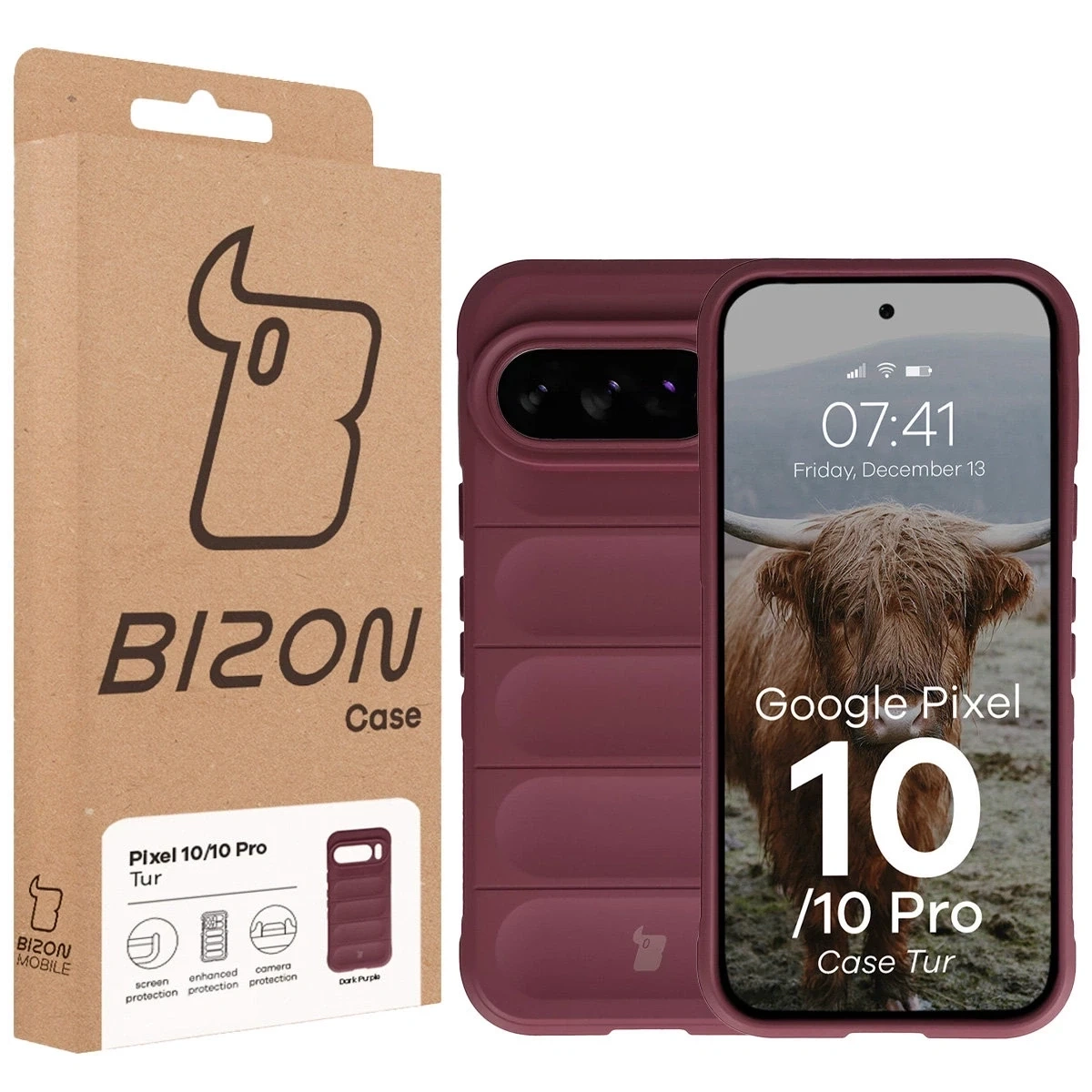 Pancerne etui Bizon Case Tur do Google Pixel 10 / 10 Pro burgundowe