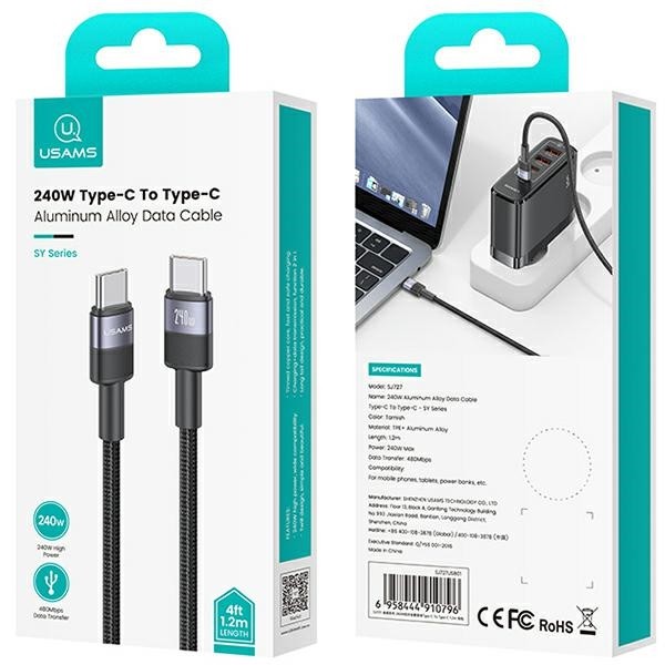 USAMS USB-C / USB-C 240W 1.2m SY Series tarnish