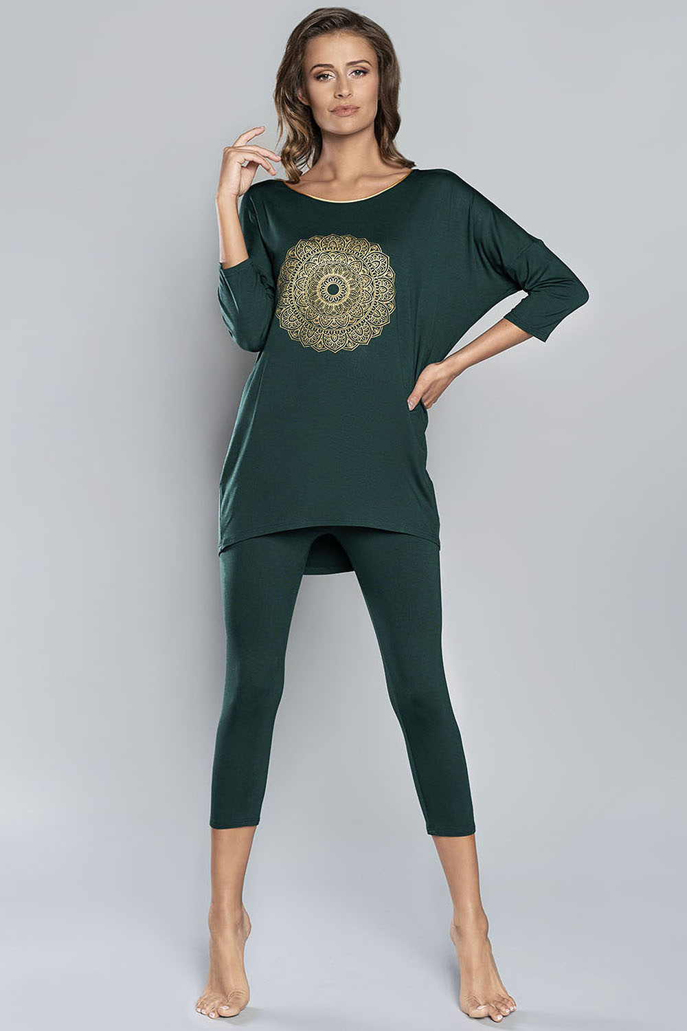 Piżama piżama Italian Fashion Mandala r.3/4 sp.3/4 zielony - Italian Fashion Zielony Damska