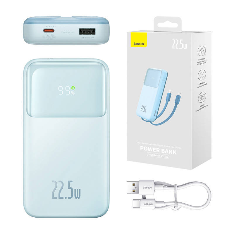Baseus Comet Powerbank 10000mAh 22.5W + USB-A/USB-C Cable (blue)