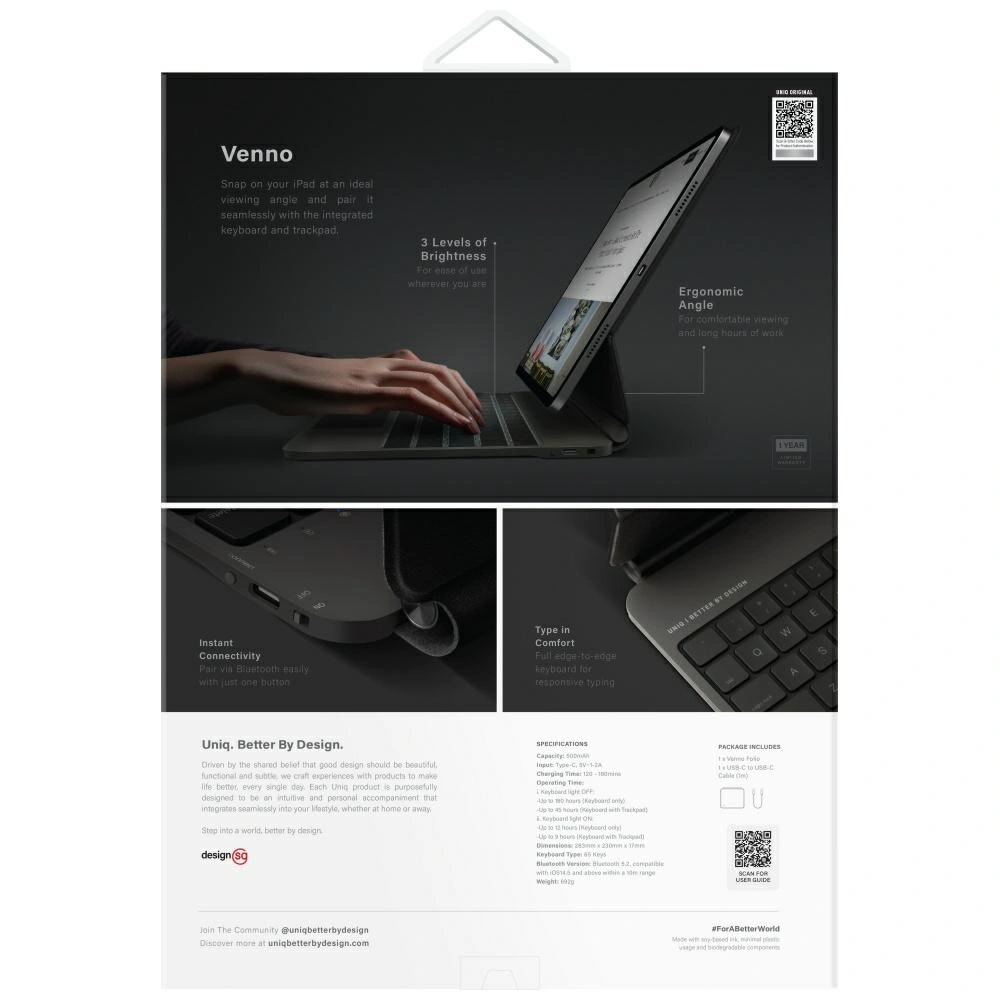 Etui z klawiaturą UNIQ Venno Pro Magnetic Smart do Apple iPad Pro 13" 2024 (7. generacji) czarny