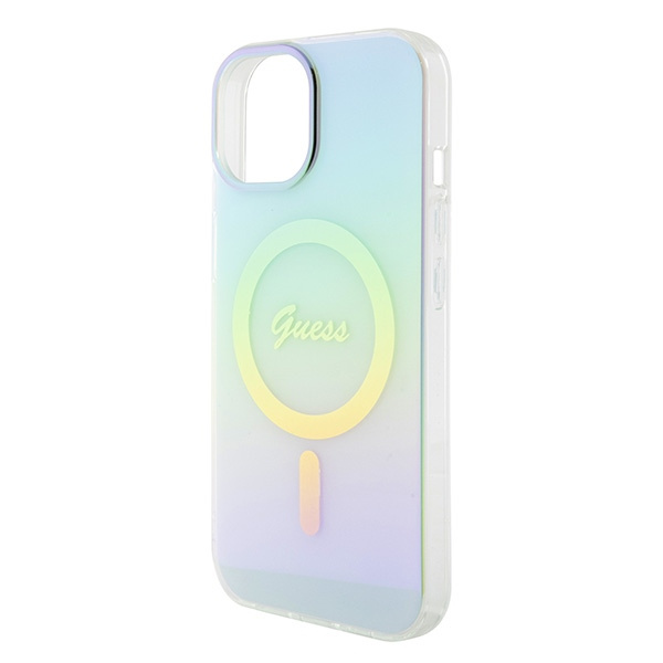 Guess GUHMP15SHITSQ Apple iPhone 15 hardcase IML Iridescent MagSafe turquoise