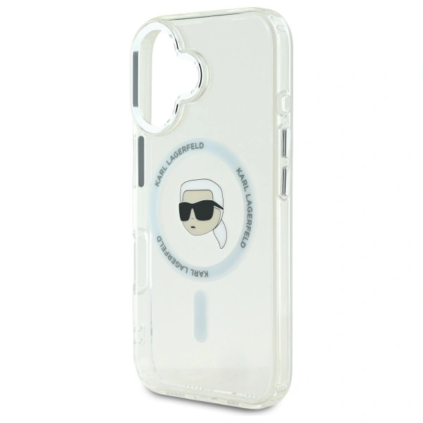 Karl Lagerfeld KLHMP16MHLSKIH Apple iPhone 16 Plus hardcase IML Metal Karl Head MagSafe white