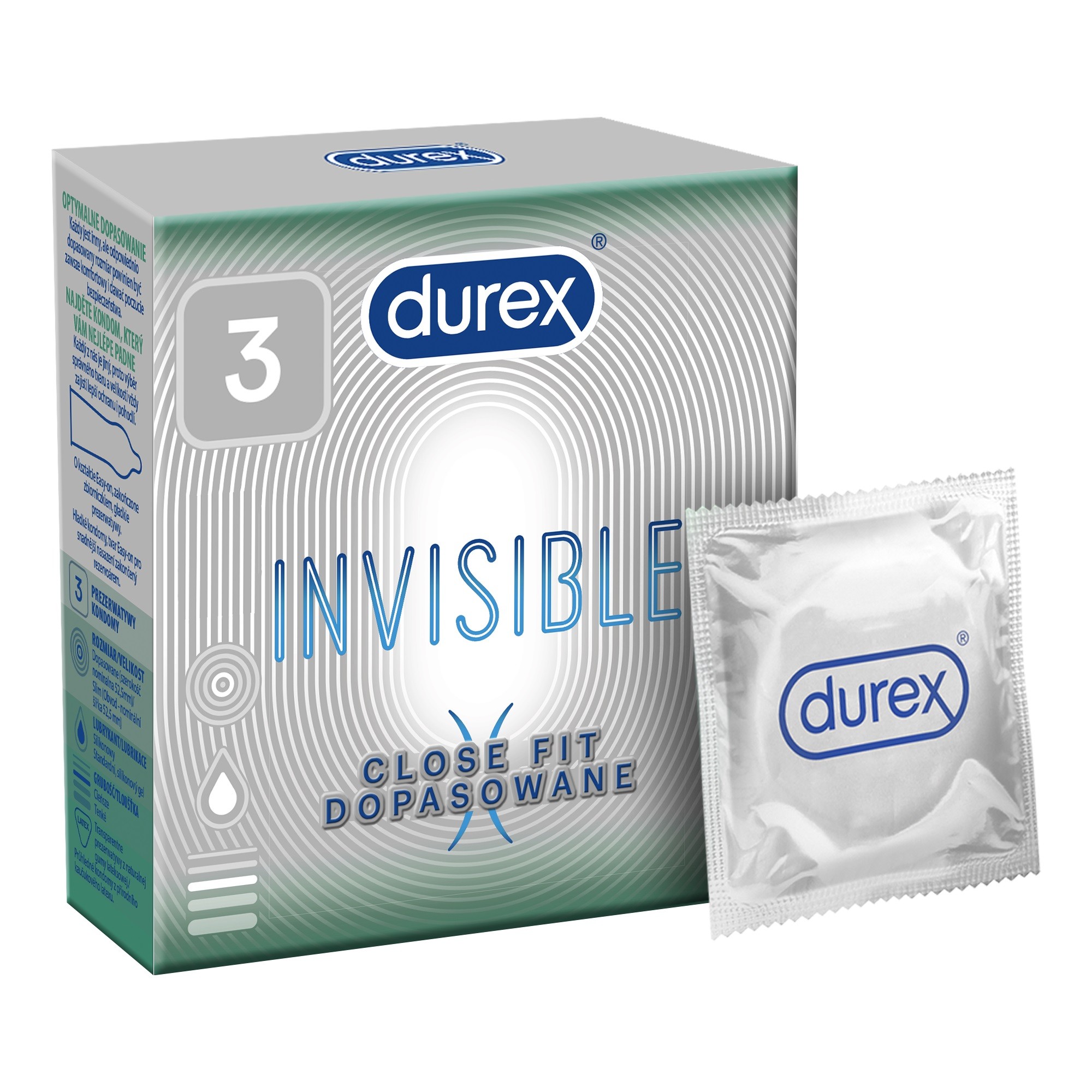 Durex Prezerwatywy Invisible Dopasowanie 3szt.