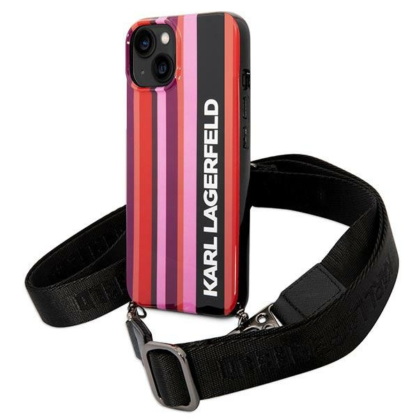 Karl Lagerfeld KLHCP14SSTSTP Apple iPhone 14 hardcase pink Color Stripes Strap