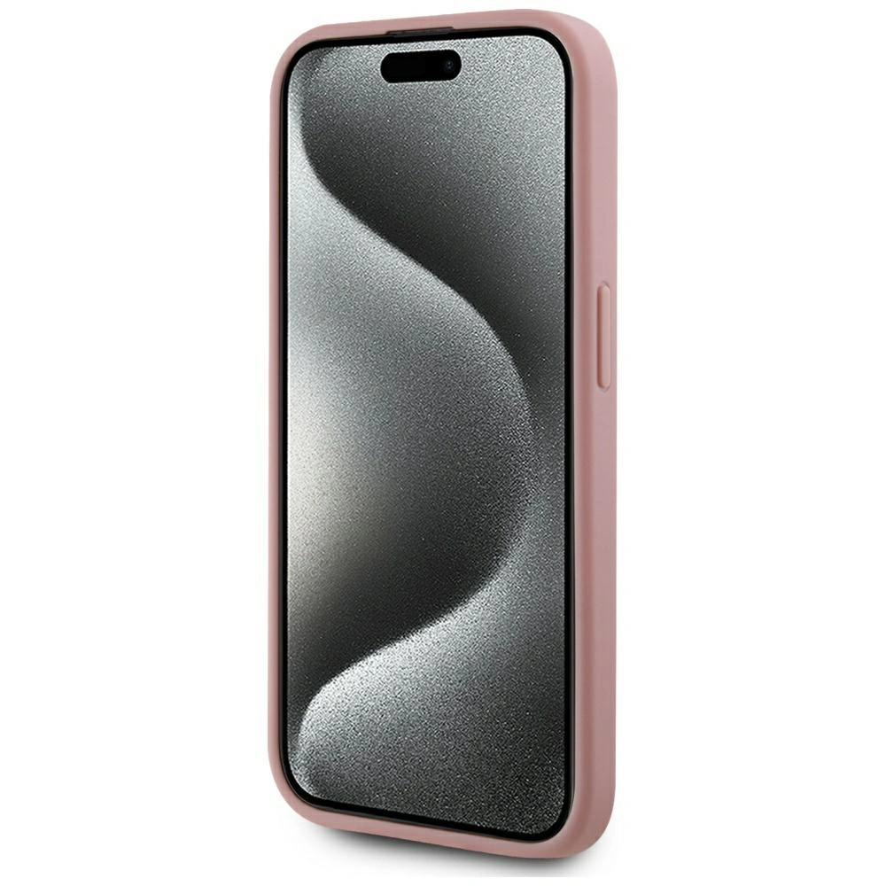 Etui Karl Lagerfeld Wrinkled Metal Signature do Apple iPhone 15 Pro Max różowy