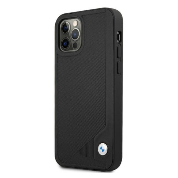 BMW BMHCP12LRCDPK Apple iPhone 12 Pro Max black hardcase Leather Deboss