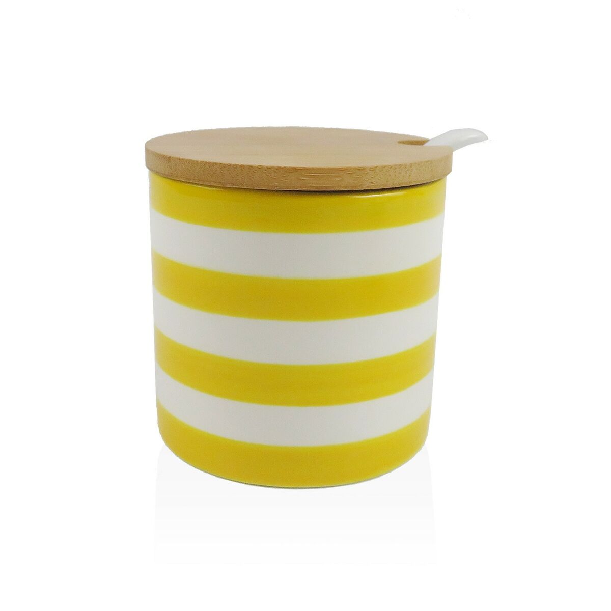 Sugar Bowl Versa Yellow Ceramic Dolomite 8 x 8 x 8 cm Stripes Circular