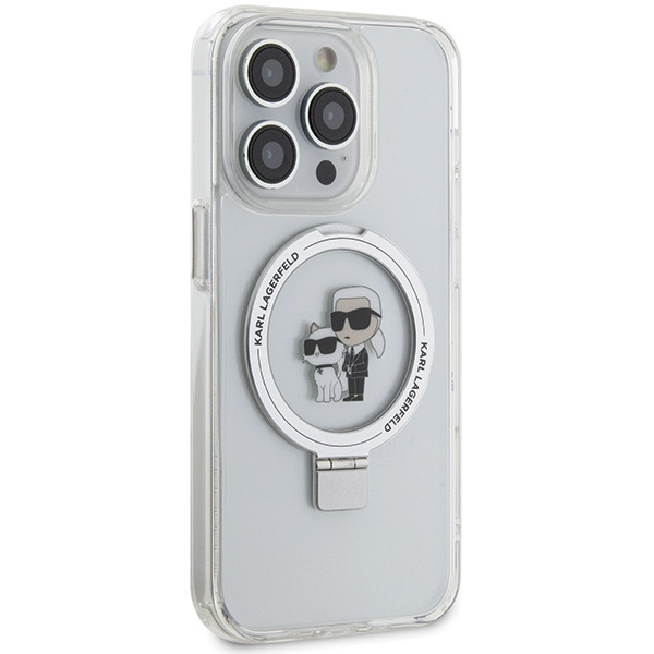 Karl Lagerfeld KLHMP14LHMRSKCH Apple iPhone 14 Pro hardcase Ring Stand Karl&Choupettte MagSafe white