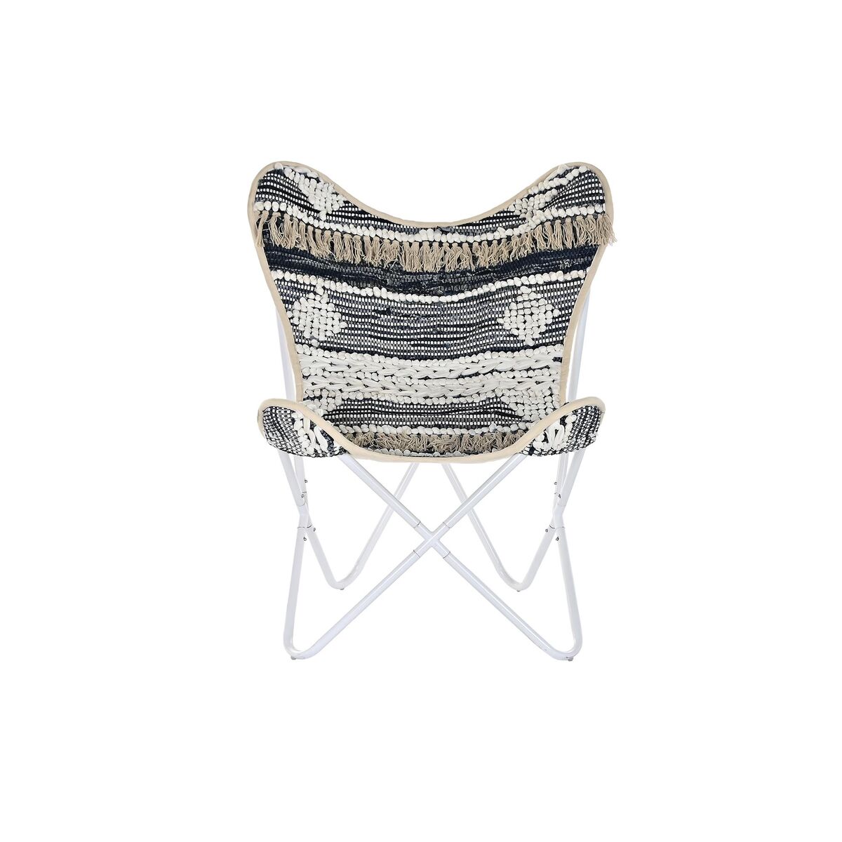Garden chair DKD Home Decor Black Cotton White Iron (74 x 65 x 90 cm)