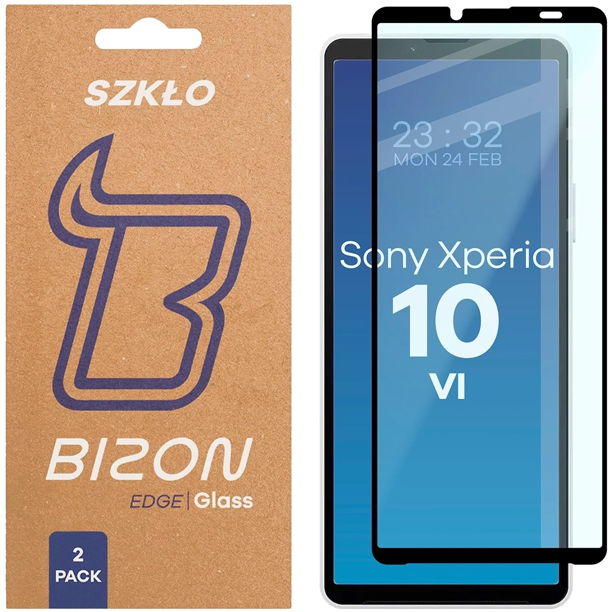 Szkło hartowane Bizon Glass Edge Duo do Sony Xperia 10 VI czarna ramka [2 PACK]