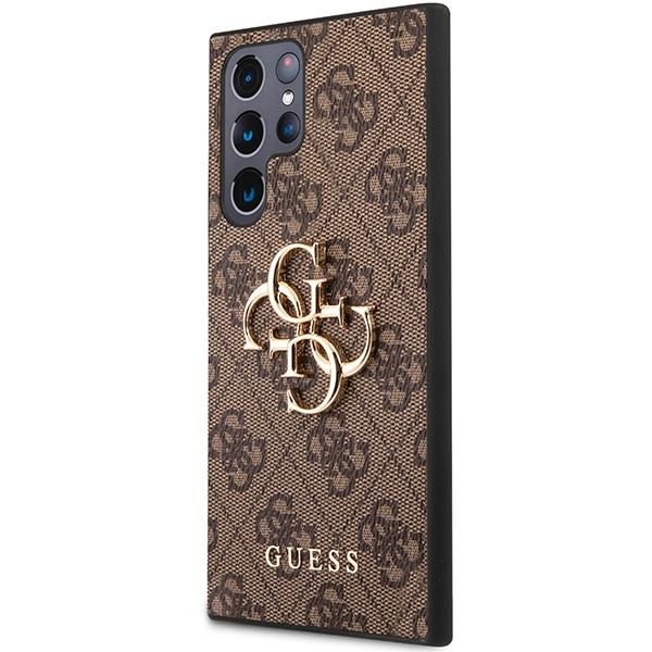 Guess GUHCS23L4GMGBR Samsung Galaxy S23 Ultra brown hardcase 4G Big Metal Logo