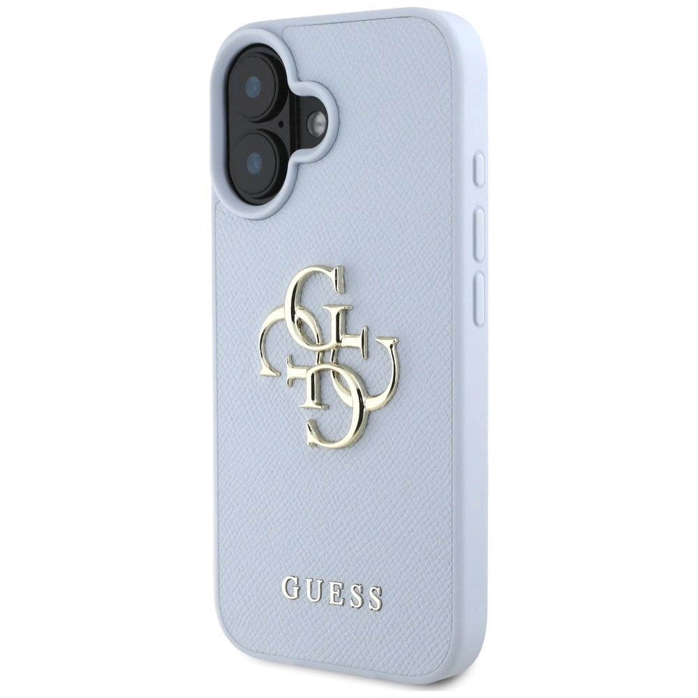 Guess Grained Big 4G Logo Small Classic Logo Apple iPhone 16 blue
