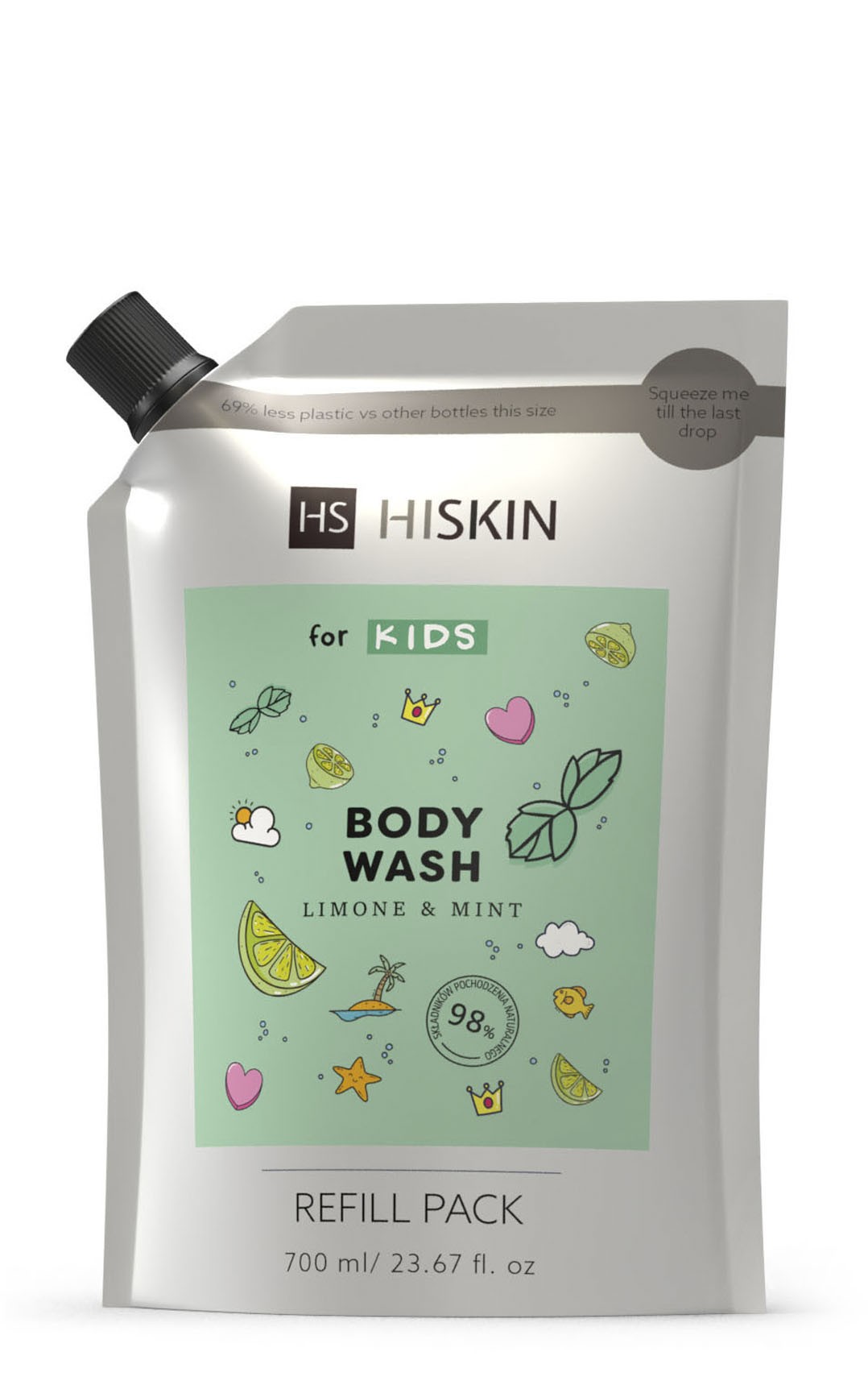 HISKIN for Kids Żel do mycia ciała Limone & Mint 700 ml - uzupełnienie