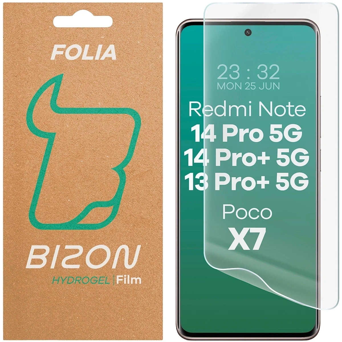 Folia hydrożelowa na ekran Bizon Glass Hydrogel Front do Xiaomi Redmi Note 13 Pro Plus 5G / Redmi Note 14 Pro 5G / Redmi Note 14 Pro Plus 5G / POCO X7