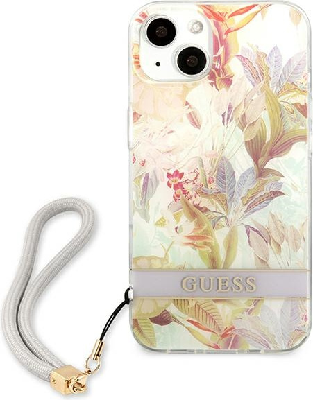 Guess GUHCP13SHFLSU Apple iPhone 13 mini purple hardcase Flower Strap