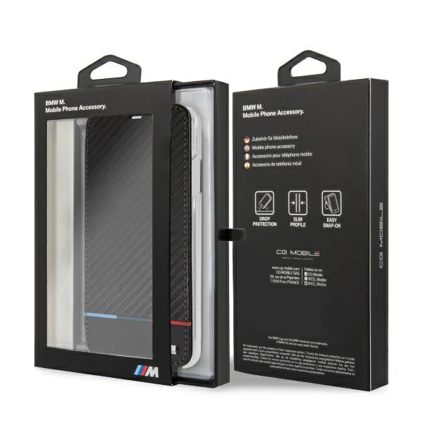 BMW BMTRBKI65PUCARTCBK Apple iPhone XS Max book black Carbon Tricolor Stripe
