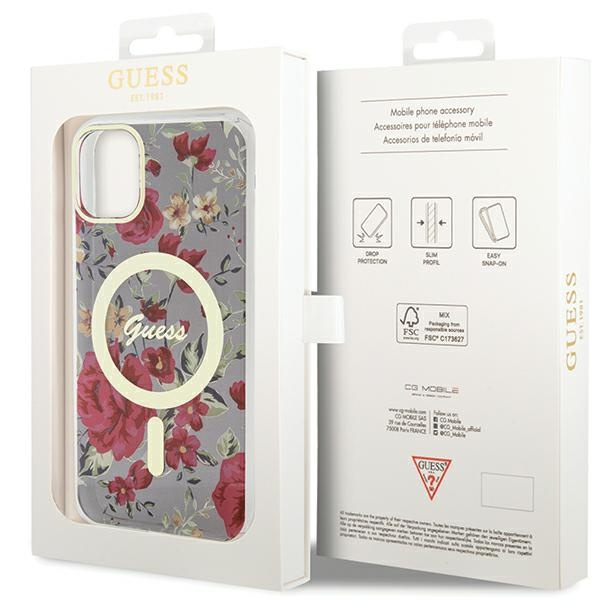 Guess GUHMN61HCFWSA Apple iPhone 11/XR khaki hardcase Flower MagSafe