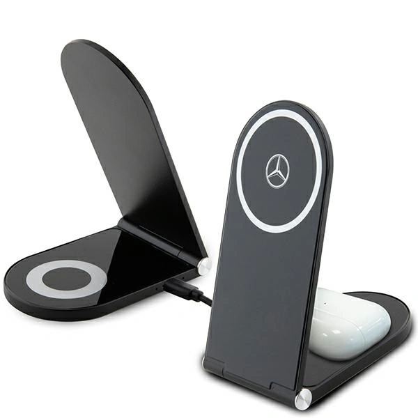 Mercedes MEMFBGSLK foldable 2-in-1 wireless charger 15W Silver Star MagSafe black