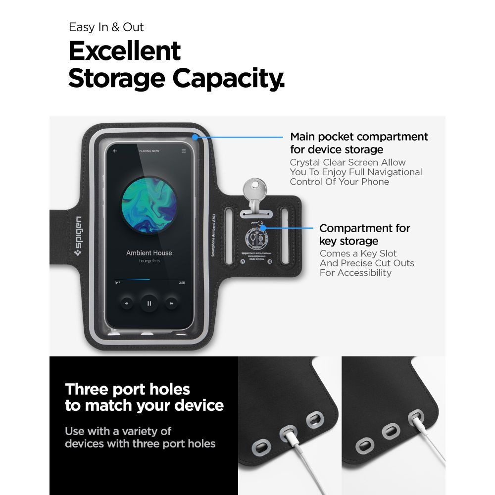 Spigen A703 Dynamic Shield Armband 6.9" Black