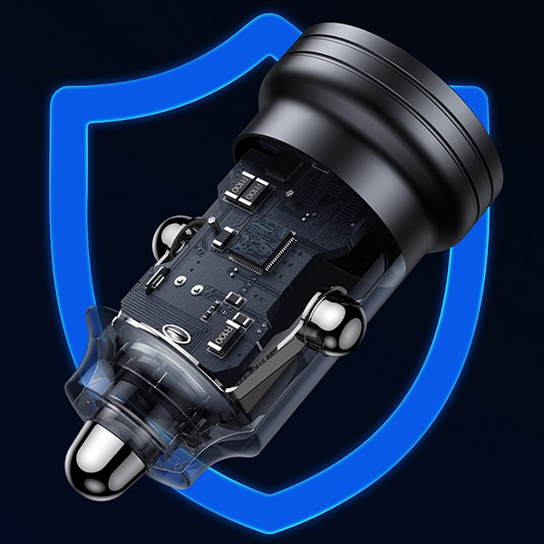 USAMS C35 Car Charger USB-A+USB-C 45W Fast Charge black (US-CC175)