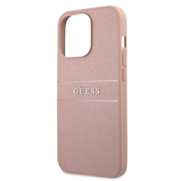 Guess GUHCP13XPSASBPI Apple iPhone 13 Pro Max pink hardcase Saffiano Stripe